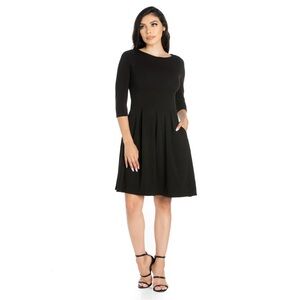 Women’s 24seven Comfort Apparel Fit and Flare Dress with Pockets